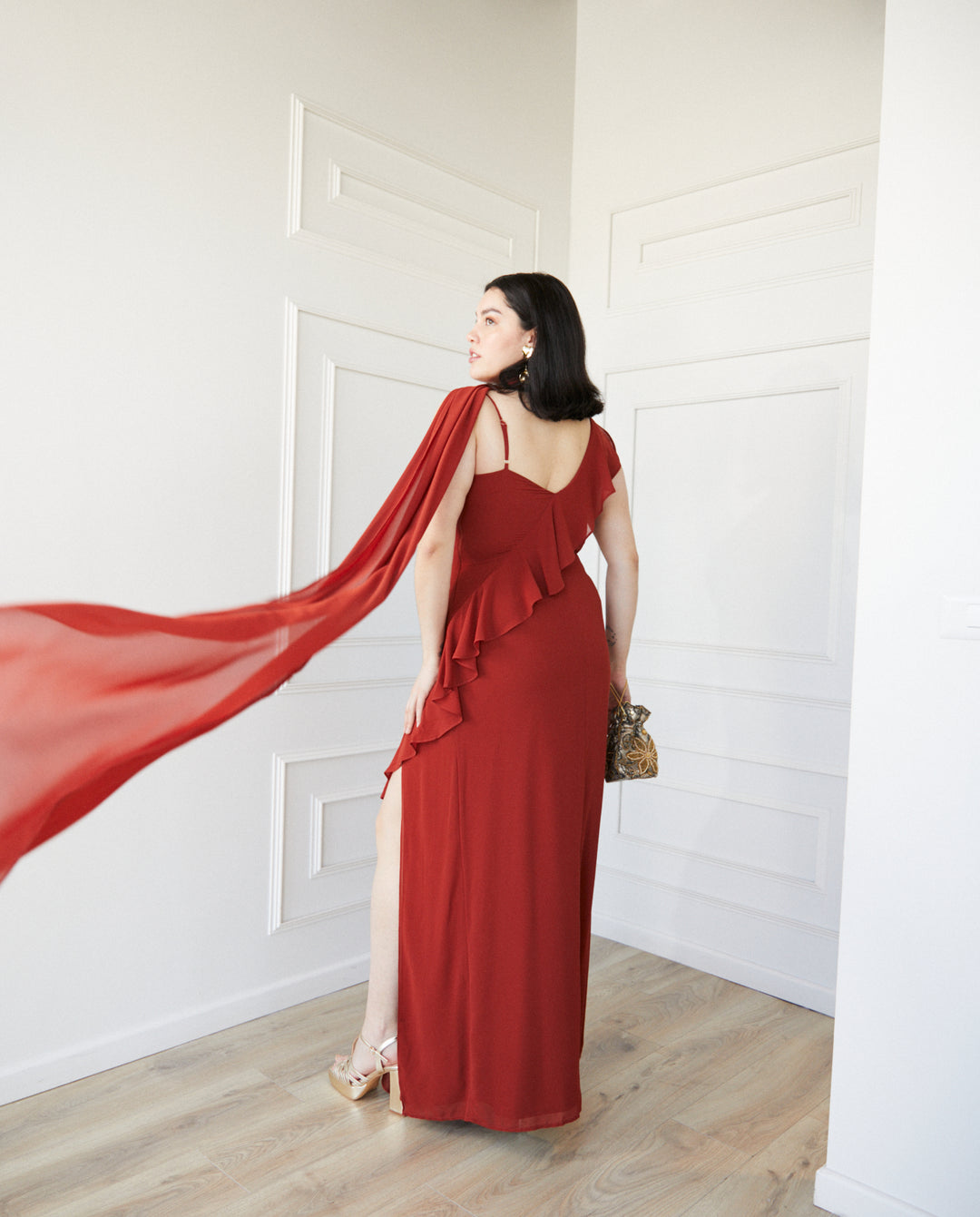 Vestido Largo de Fiesta Maia Terracota