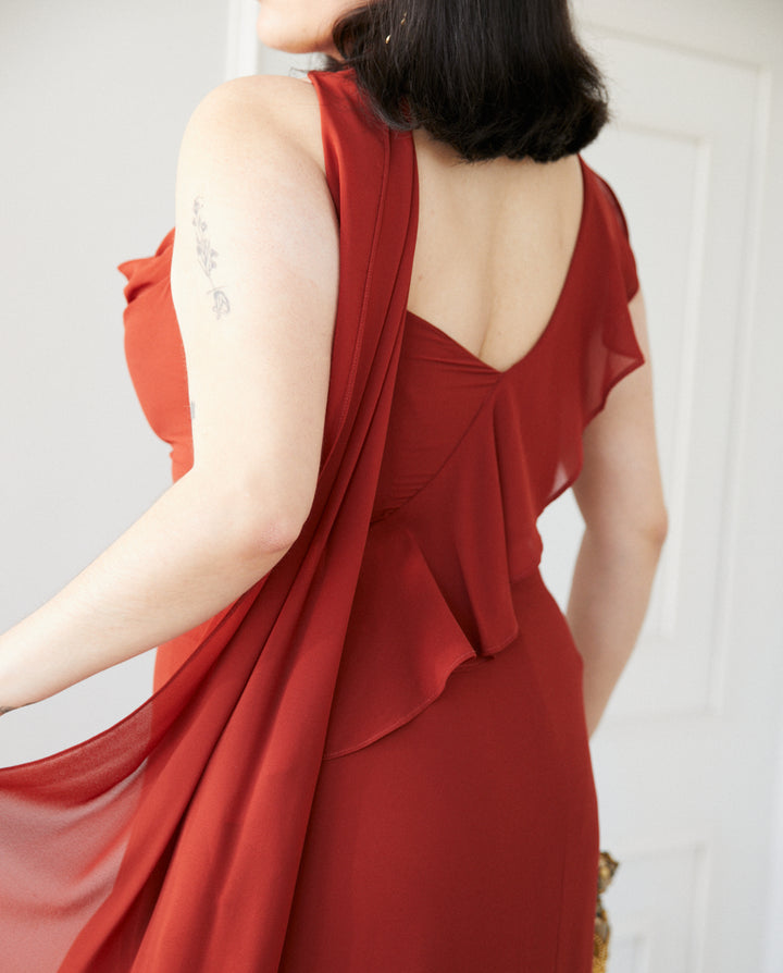 Vestido Largo de Fiesta Maia Terracota