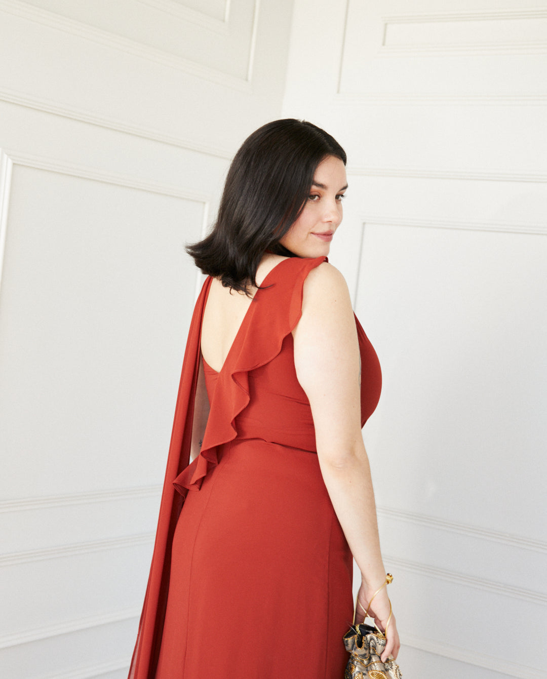 Vestido Largo de Fiesta Maia Terracota