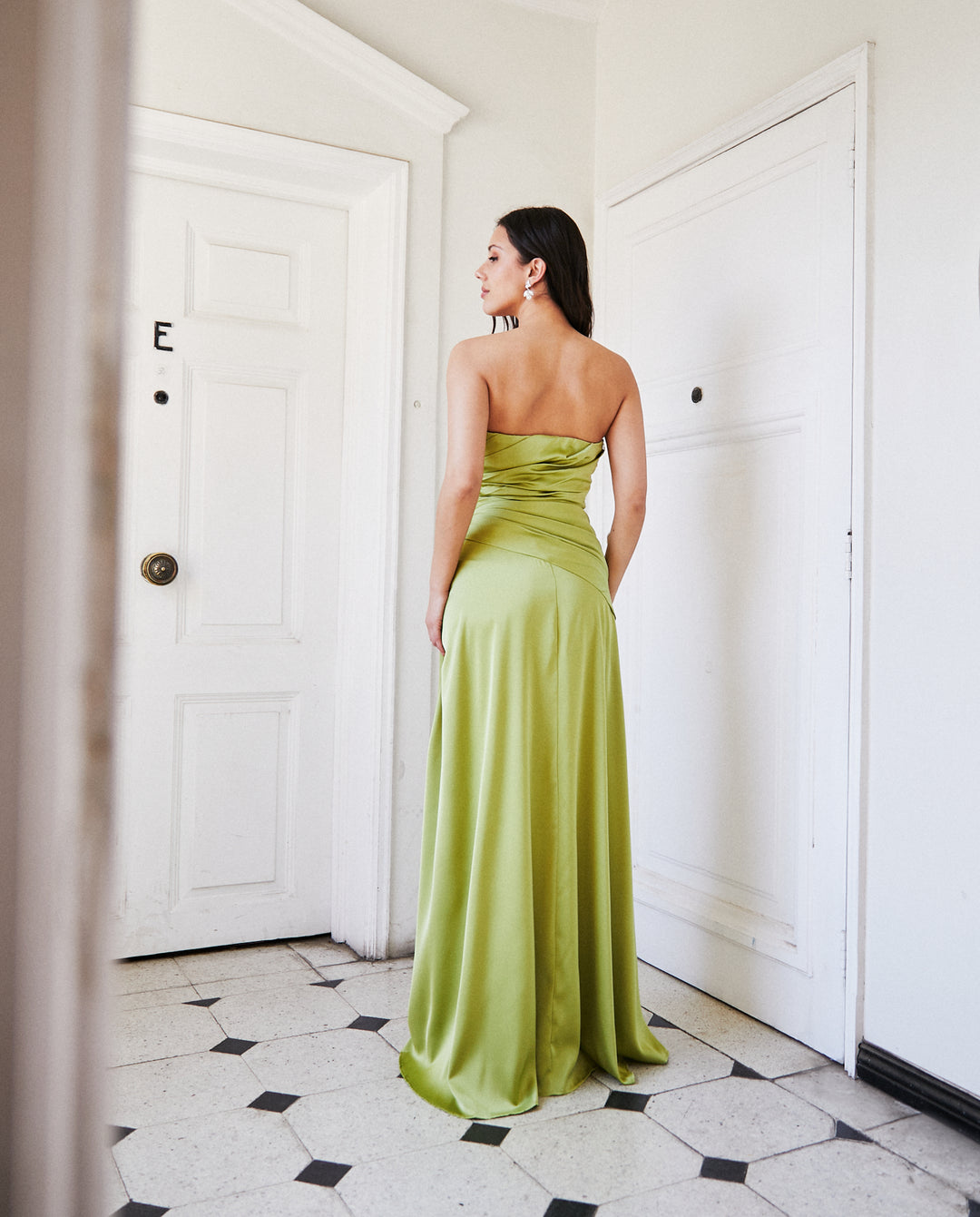 Vestido Largo de Fiesta Rafaella Verde Limón