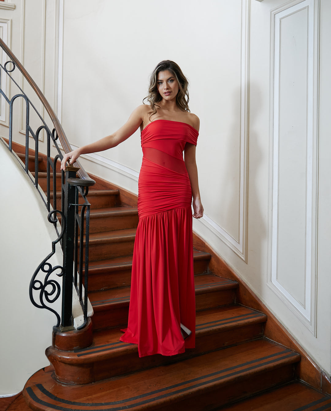 Vestido Largo de Fiesta Silvia Rojo