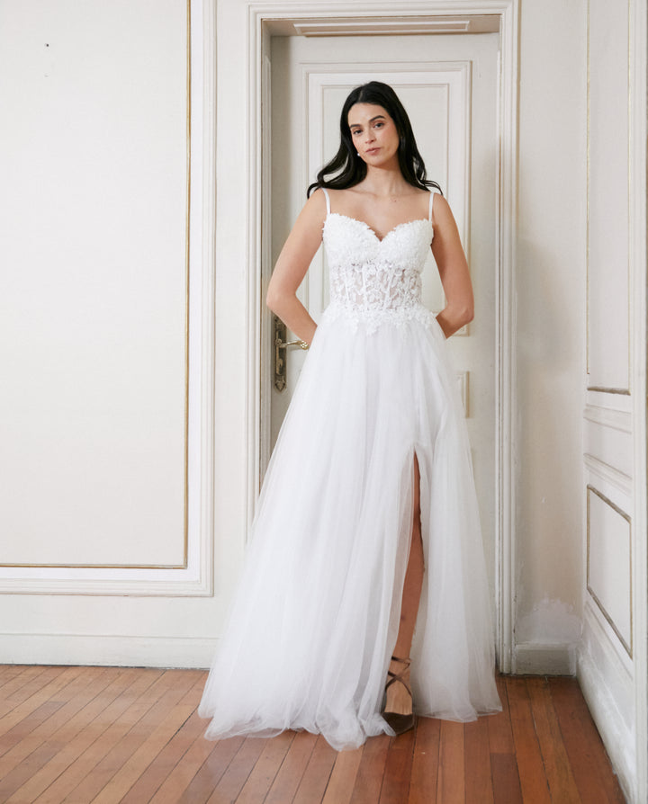 Vestido Largo de Novia Casandra Blanco