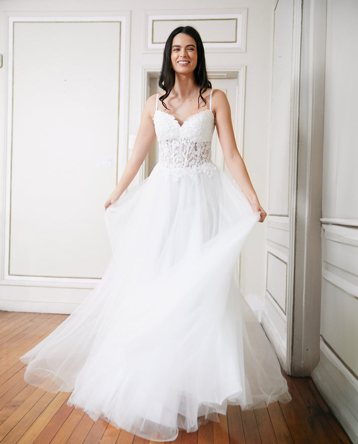 Vestido Largo de Novia Casandra Blanco