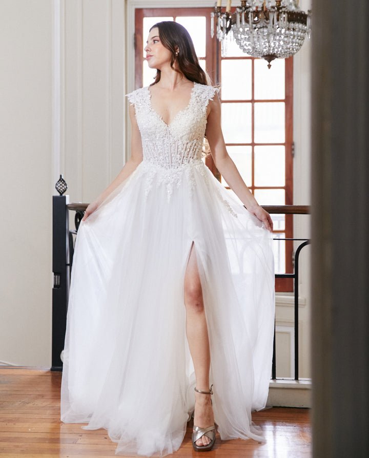 Vestido Largo de Novia Clarissa Blanco