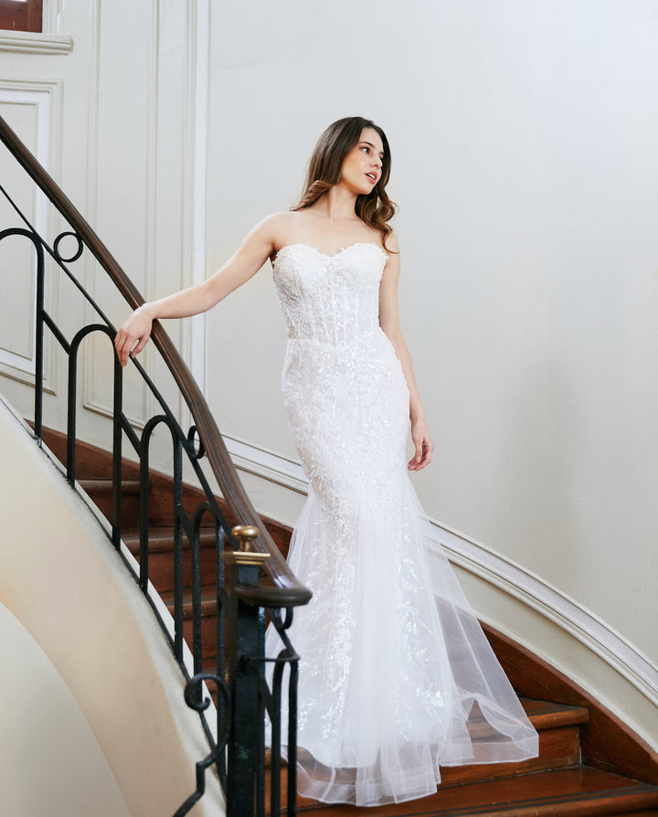 Vestido Largo de Novia Fabiana Strapless Blanco