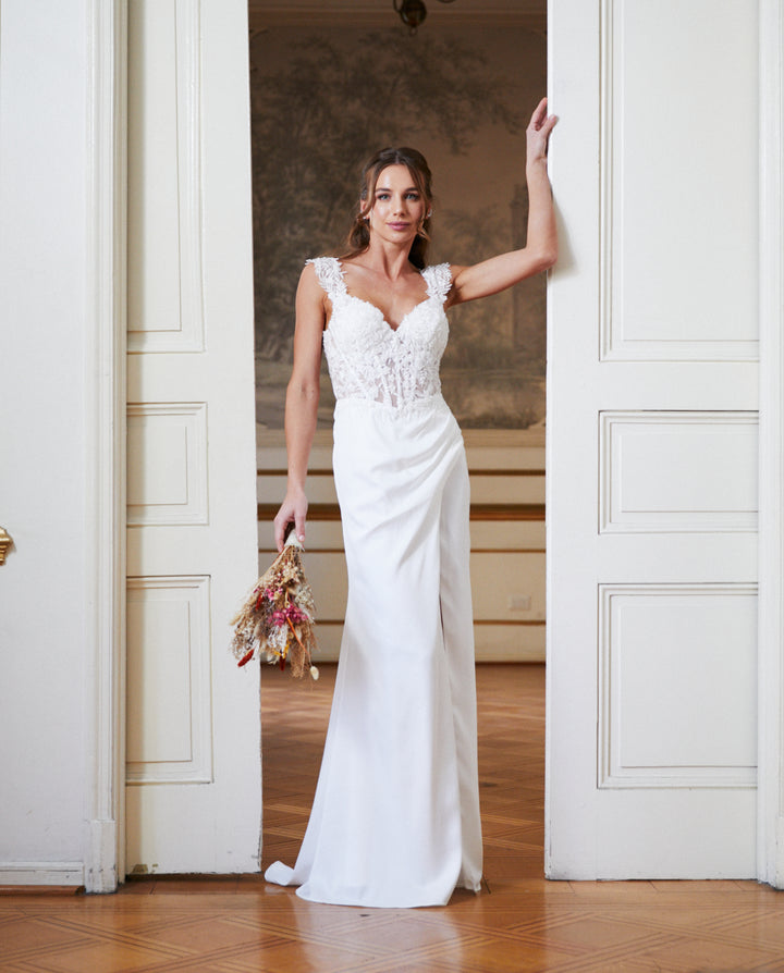 Vestido Largo de Novia Sigrid Blanco