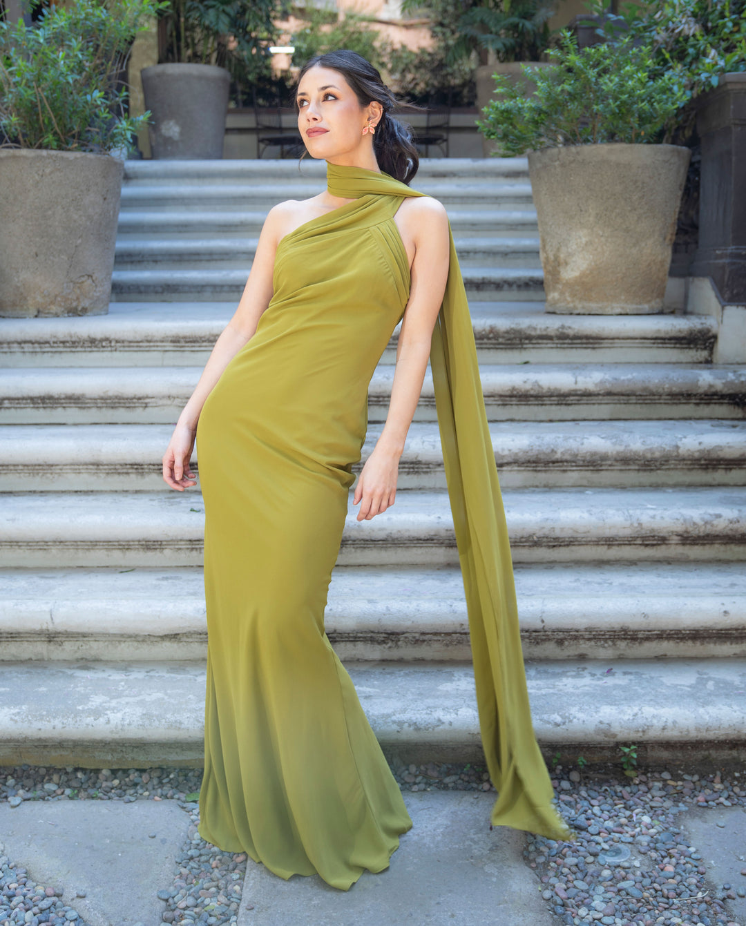Vestido de Fiesta Largo Anastasia Verde Limon