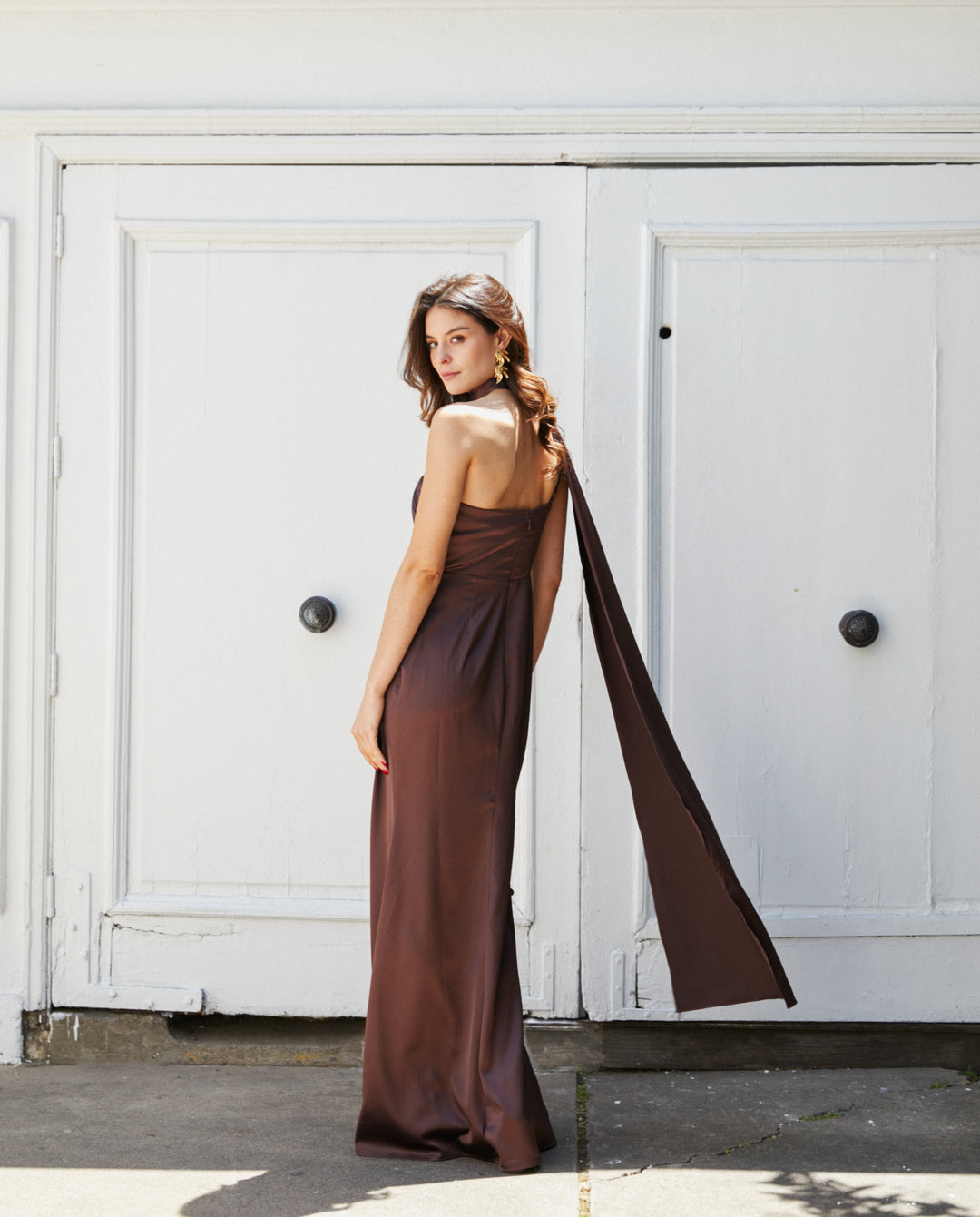 Vestido Largo de Fiesta Joaquina Chocolate