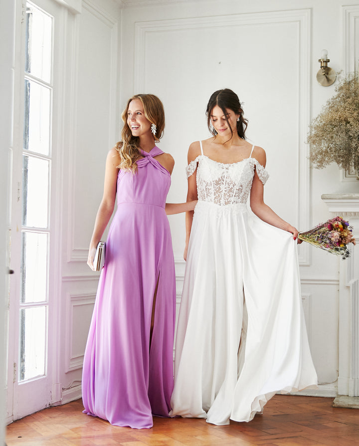 Vestido Largo de Fiesta Elisa Halter Lila