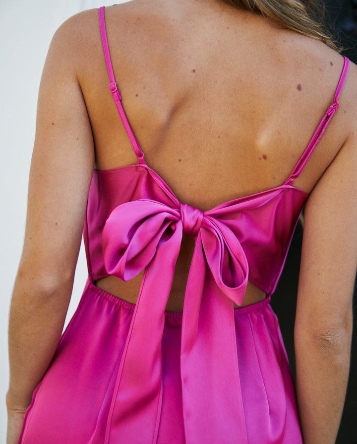 Vestido Largo de Fiesta Isi Fucsia