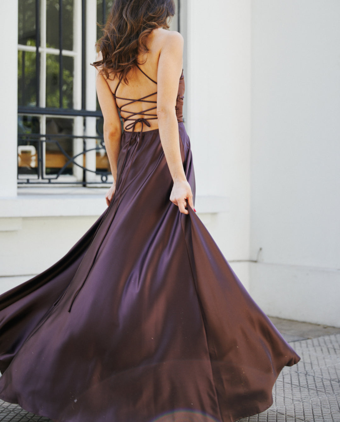 Vestido Largo de Fiesta Rafa Chocolate