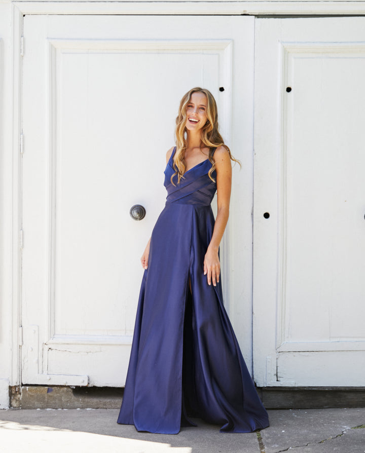 Vestido Largo de Fiesta Bea Azul Oscuro