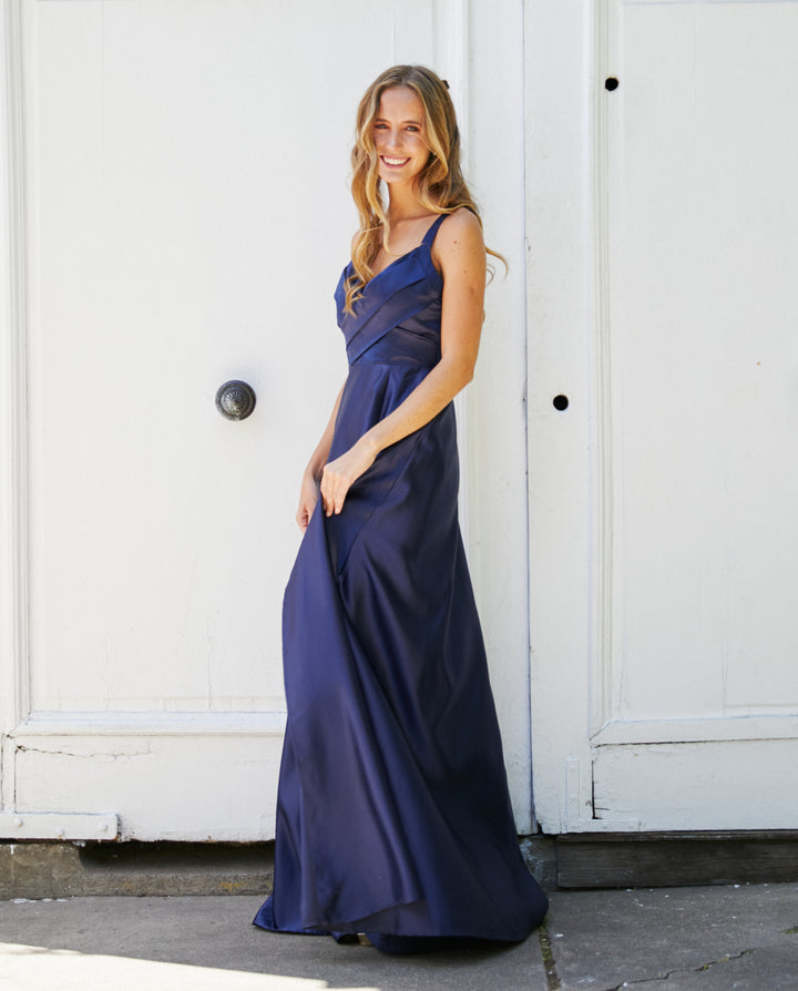 Vestido Largo de Fiesta Bea Azul Oscuro