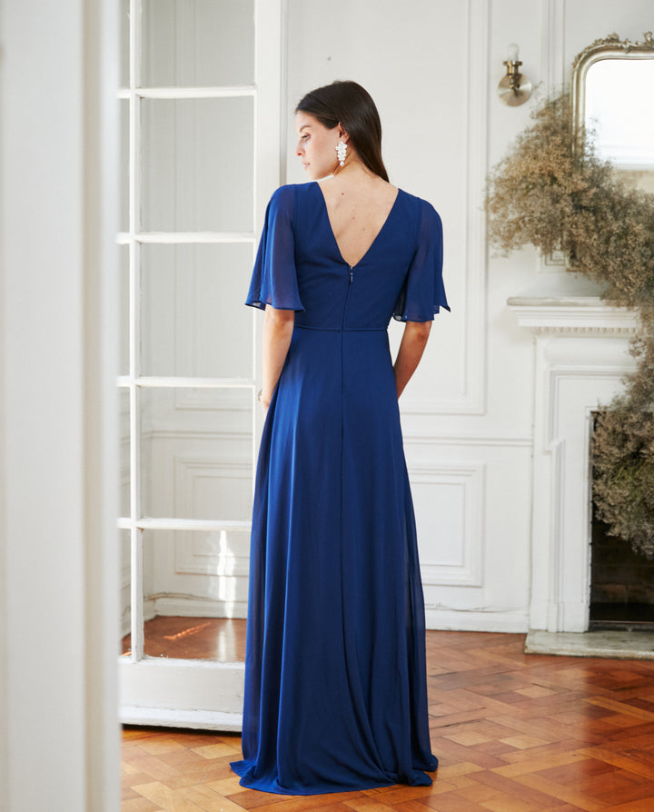 Vestido Largo de Fiesta Cristina Azul Oscuro