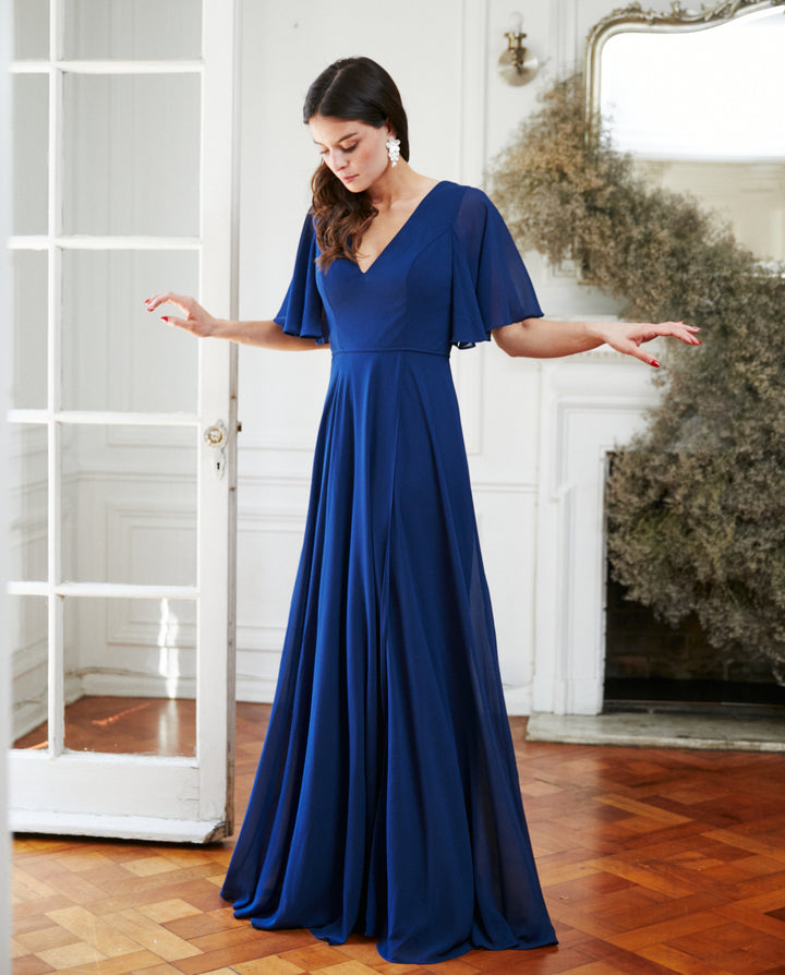 Vestido Largo de Fiesta Cristina Azul Oscuro