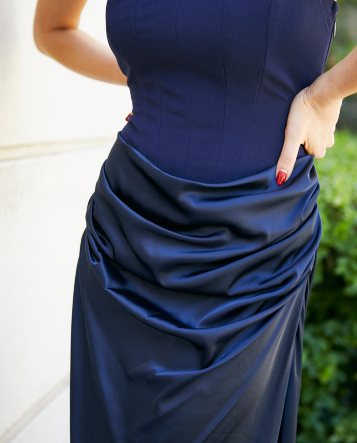 Vestido Largo de Fiesta Ariel Azul Oscuro