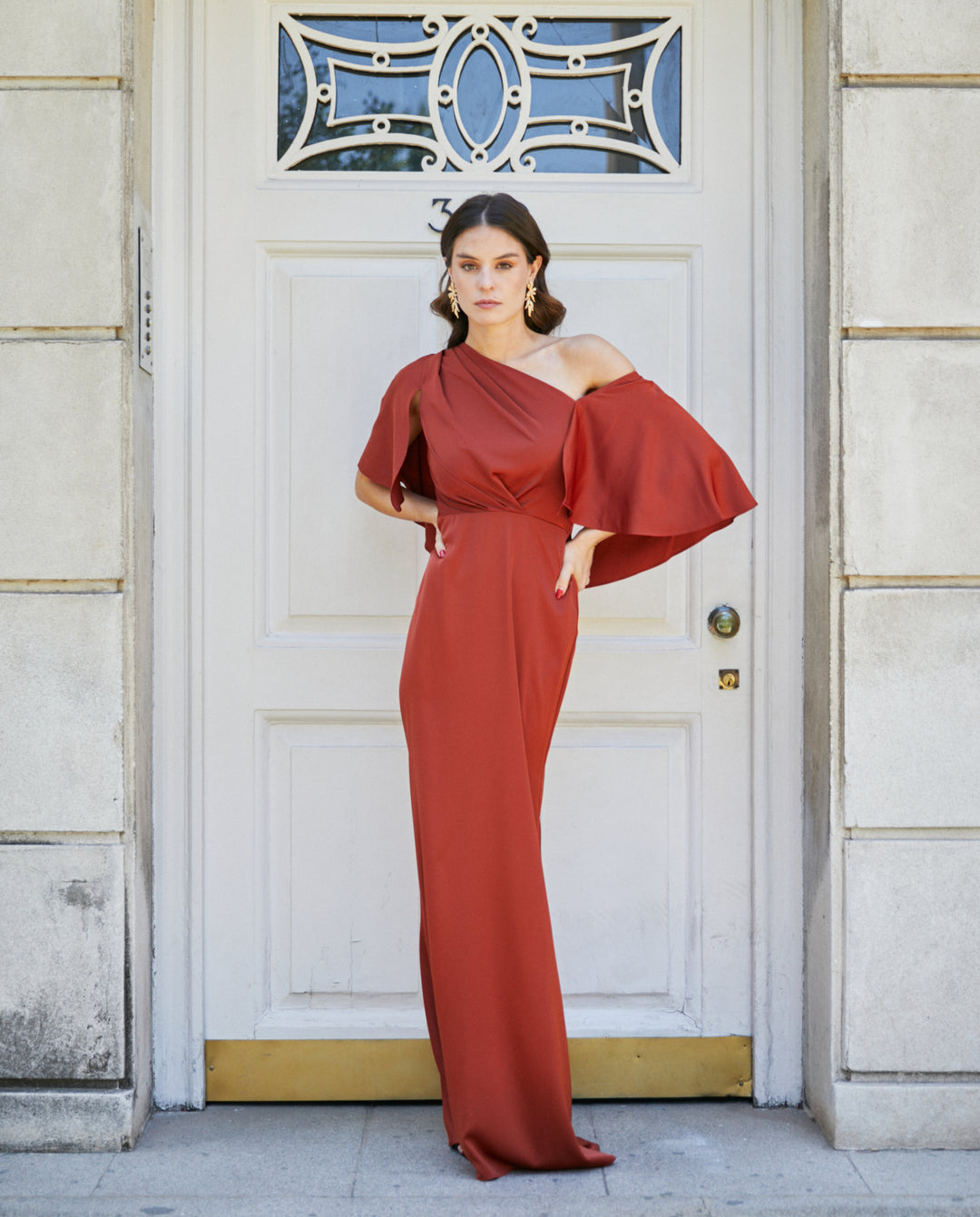 Vestido Largo de Fiesta Carolina Terracota