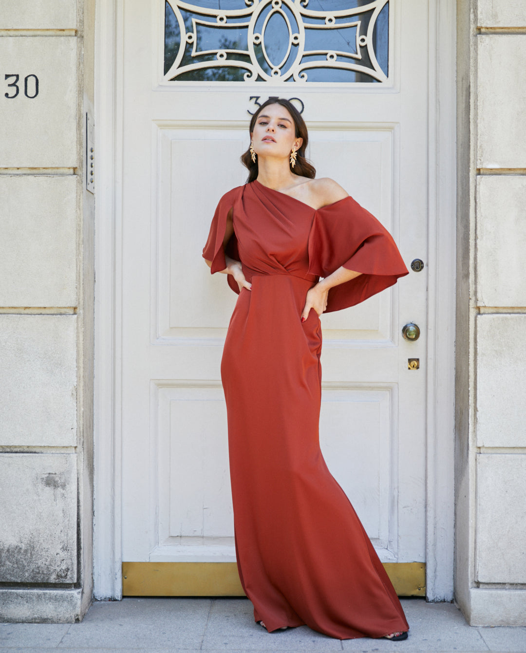 Vestido Largo de Fiesta Carolina Terracota