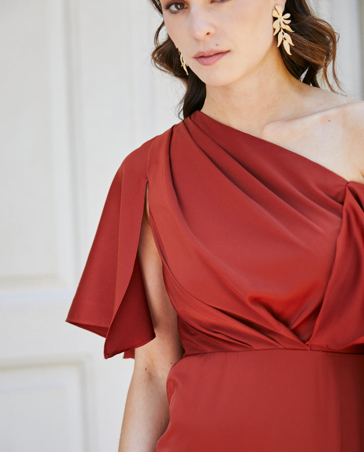 Vestido Largo de Fiesta Carolina Terracota