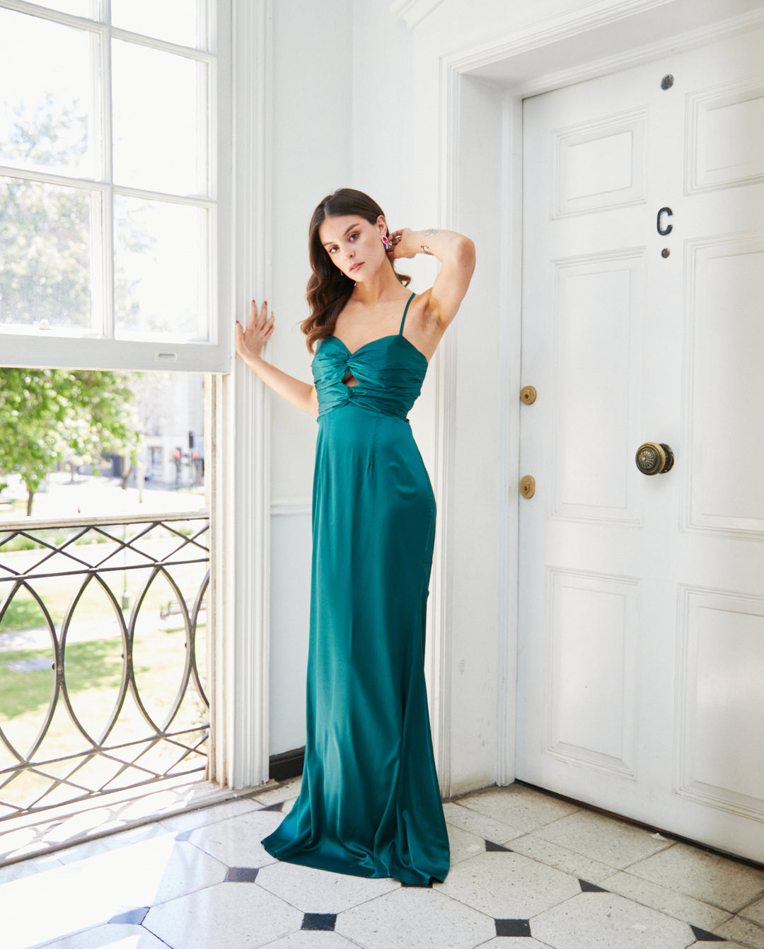 Vestido Largo de Fiesta Zaragoza Verde Oscuro