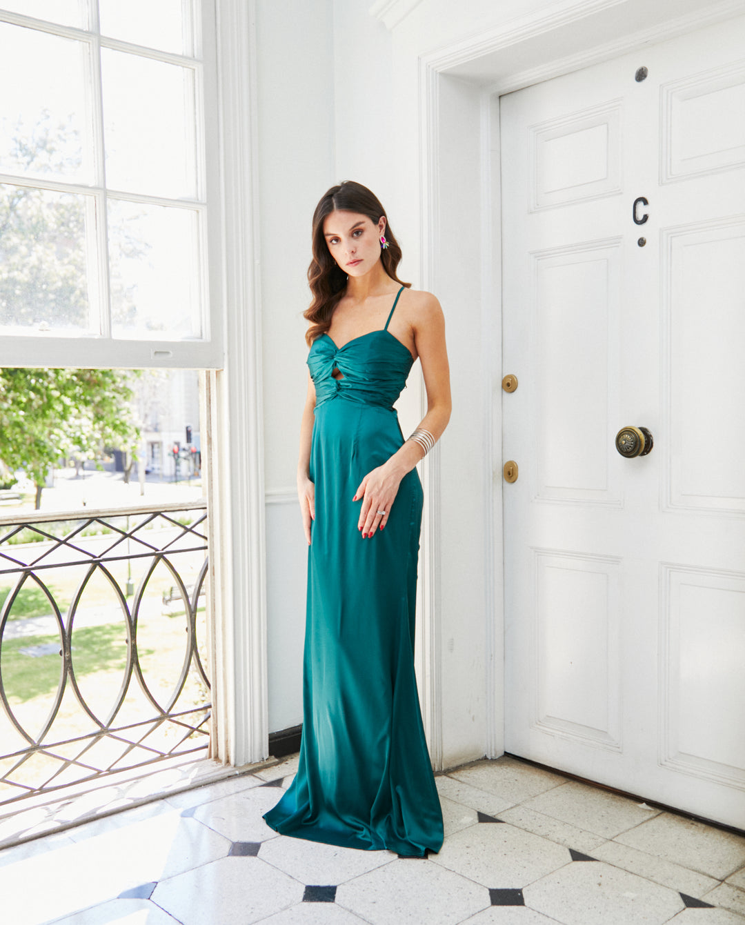 Vestido Largo de Fiesta Zaragoza Verde Oscuro