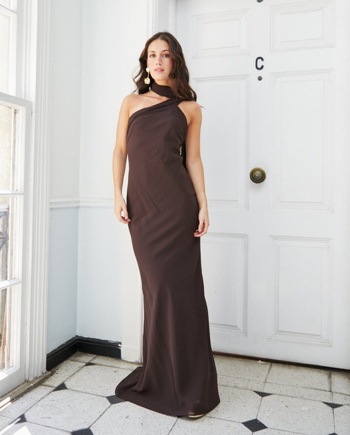 Vestido Largo de Fiesta Anastasia Chocolate