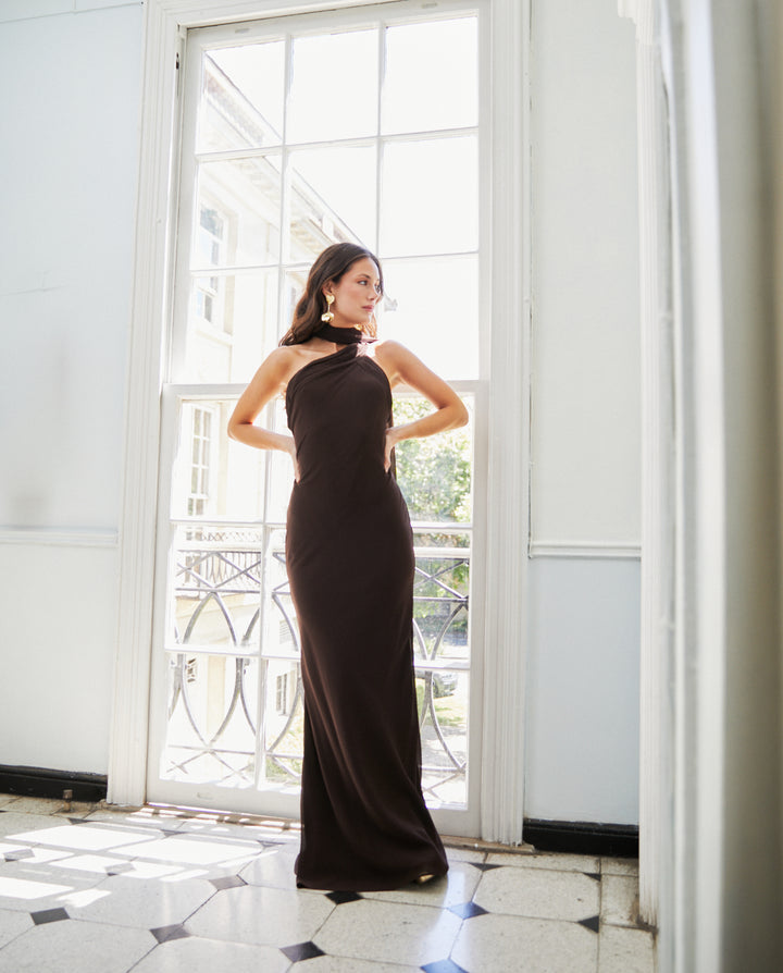 Vestido Largo de Fiesta Anastasia Chocolate