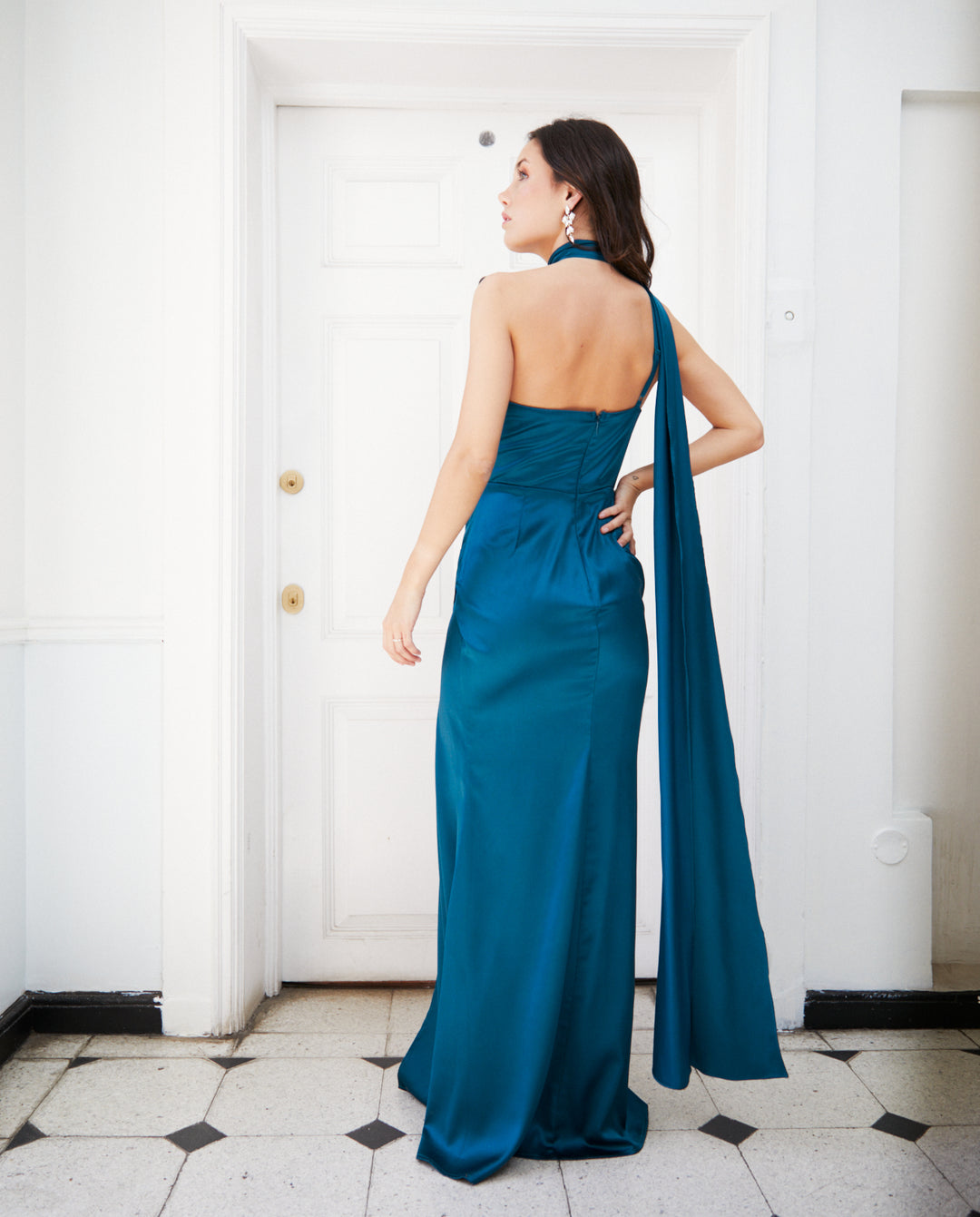 Vestido Largo de Fiesta Joaquina Turquesa Oscuro