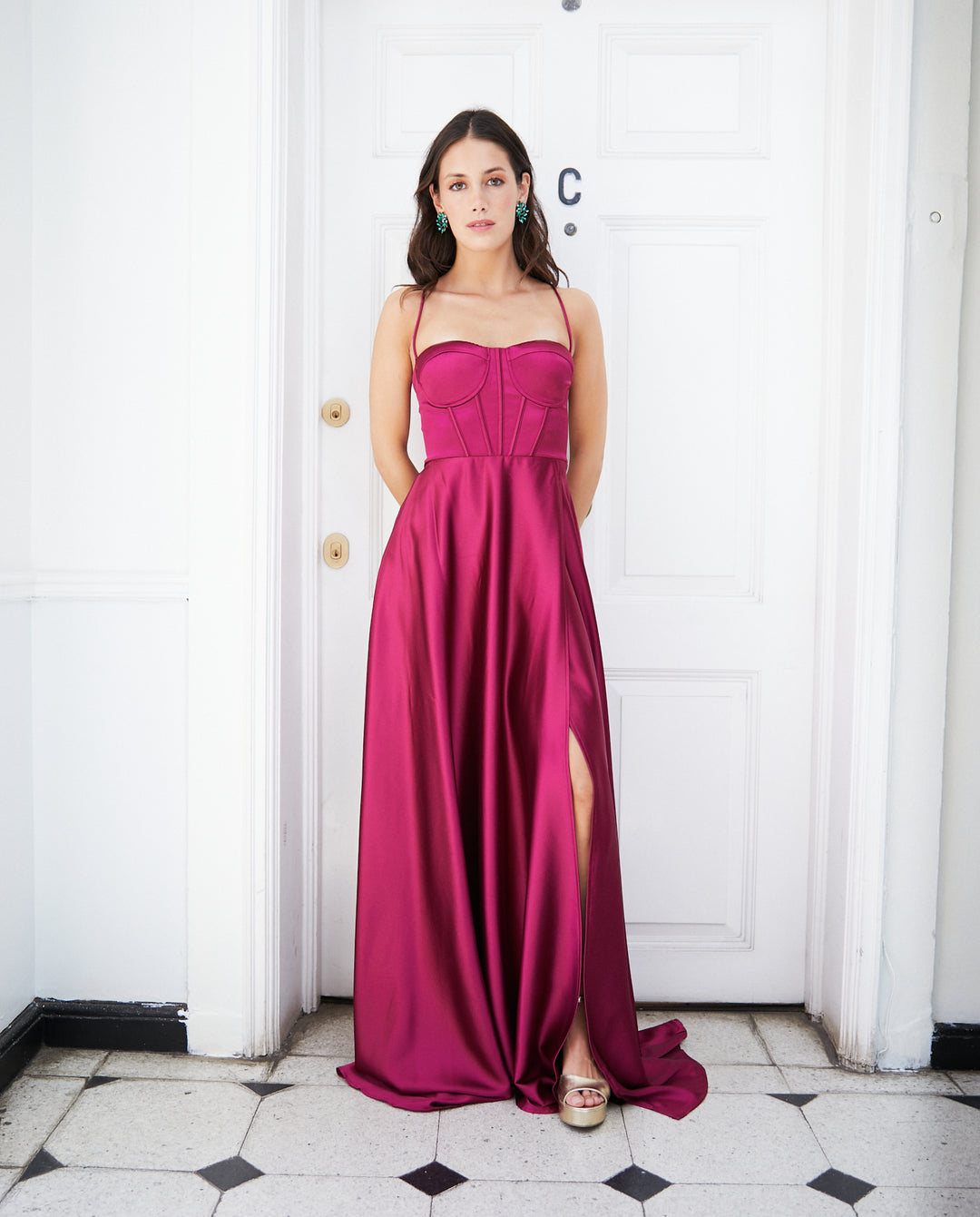 Vestido Largo de Fiesta Laureta Magenta