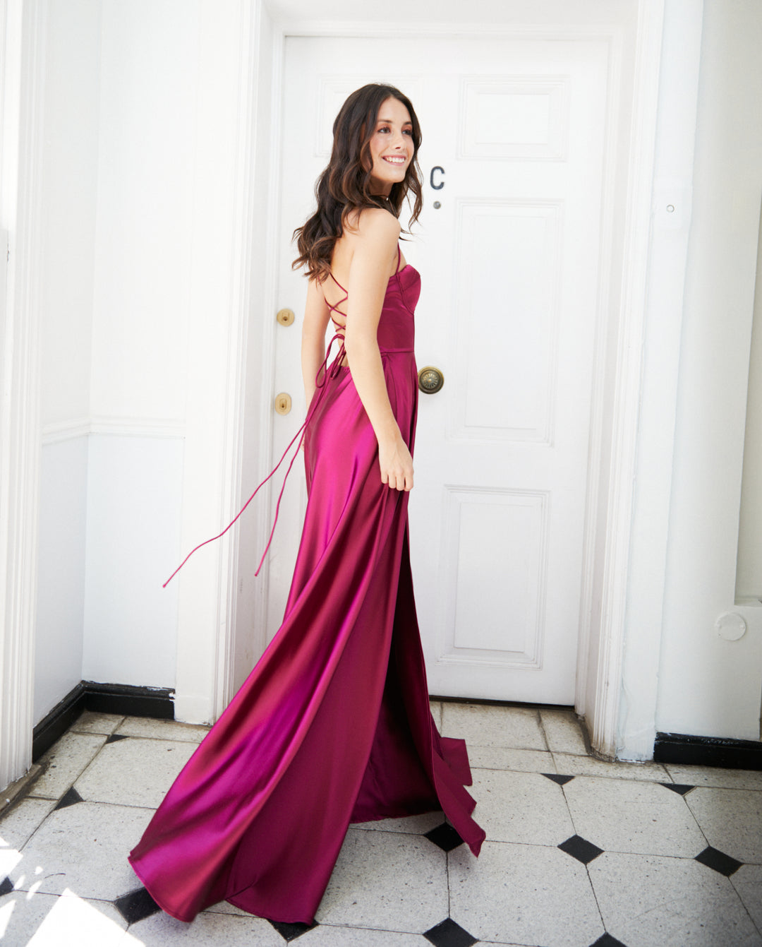 Vestido Largo de Fiesta Laureta Magenta