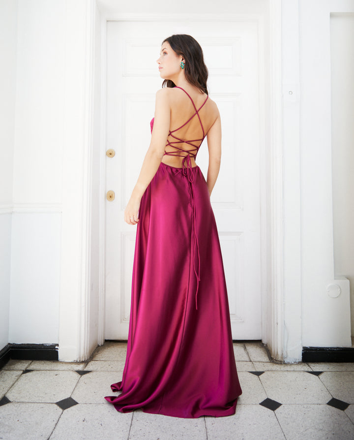 Vestido Largo de Fiesta Laureta Magenta