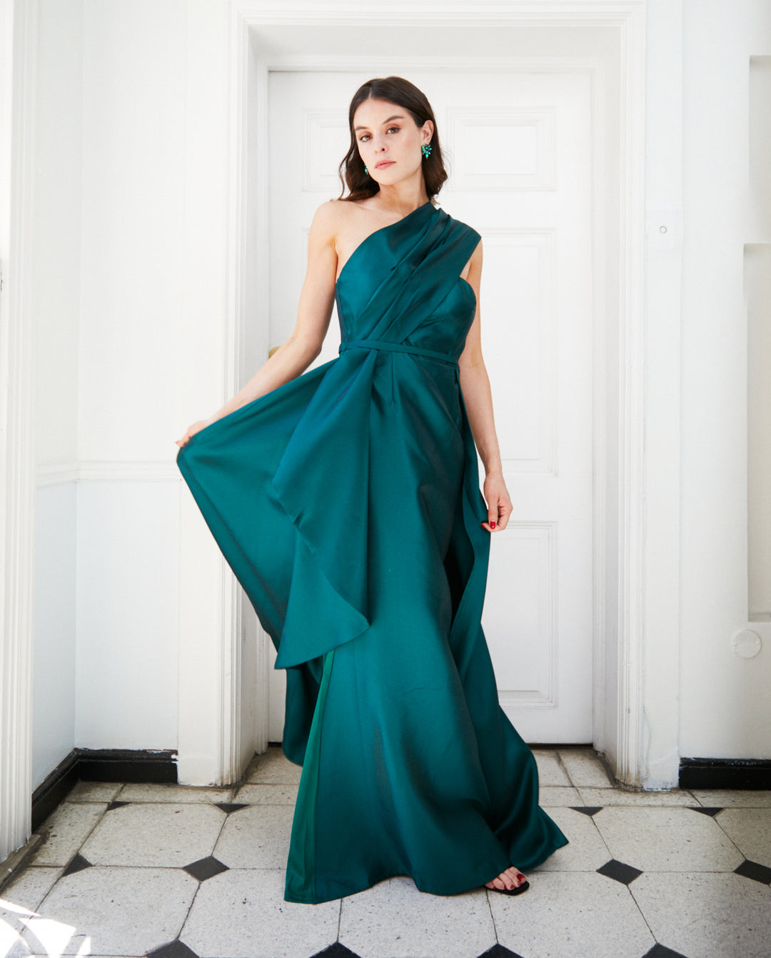 Vestido de Fiesta Largo Rocio Verde Oscuro