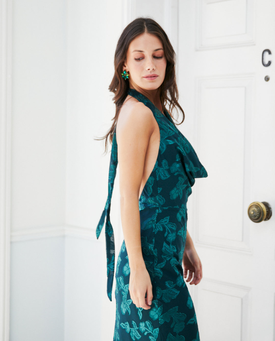 Vestido Largo de Fiesta Romina Verde Oscuro