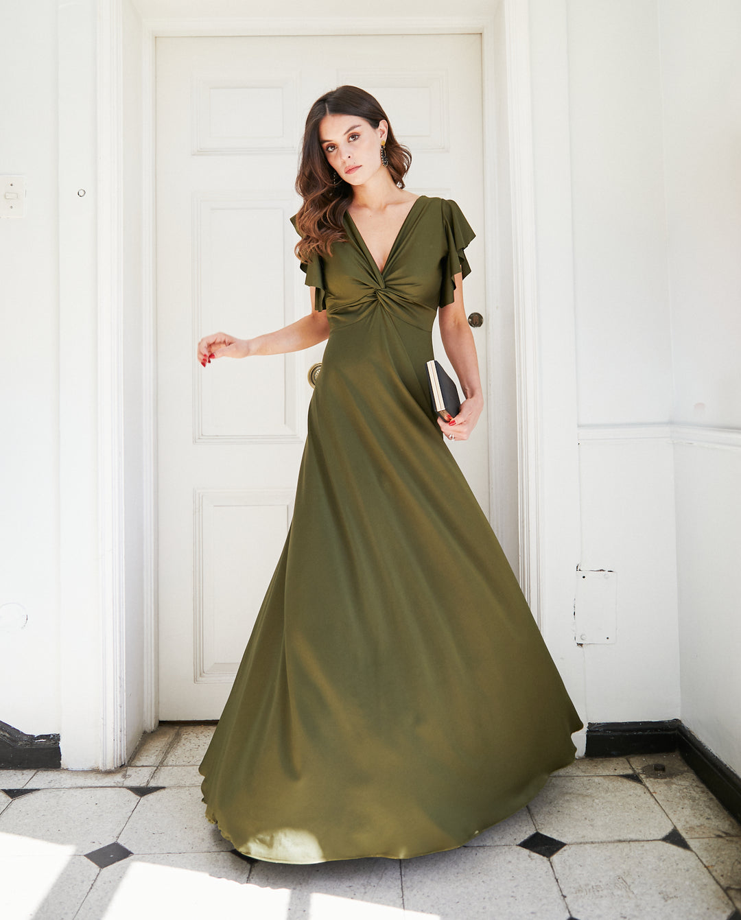 Vestido Largo de Fiesta Vane Verde Olivo