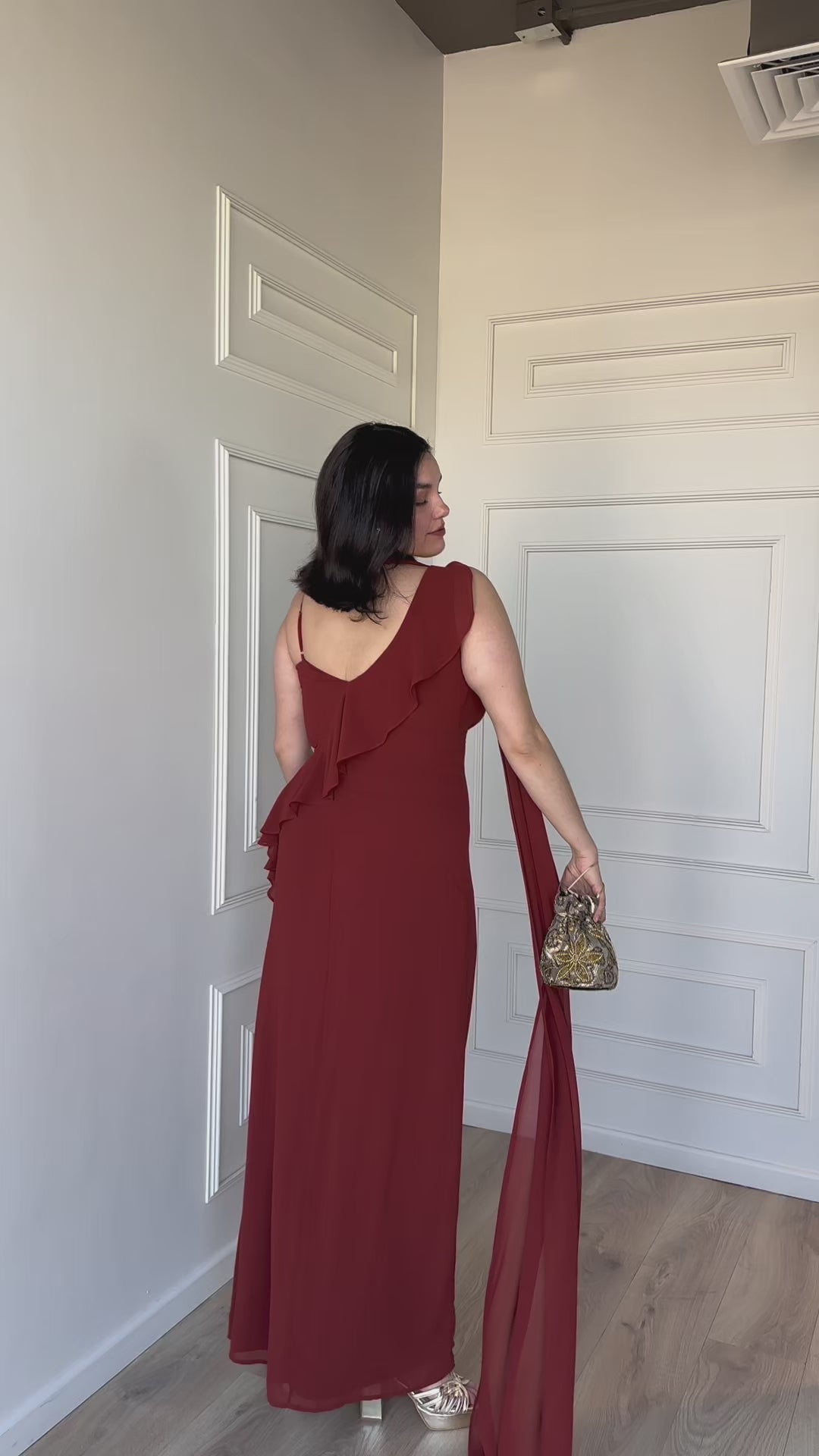 Vestido Largo de Fiesta Maia Terracota