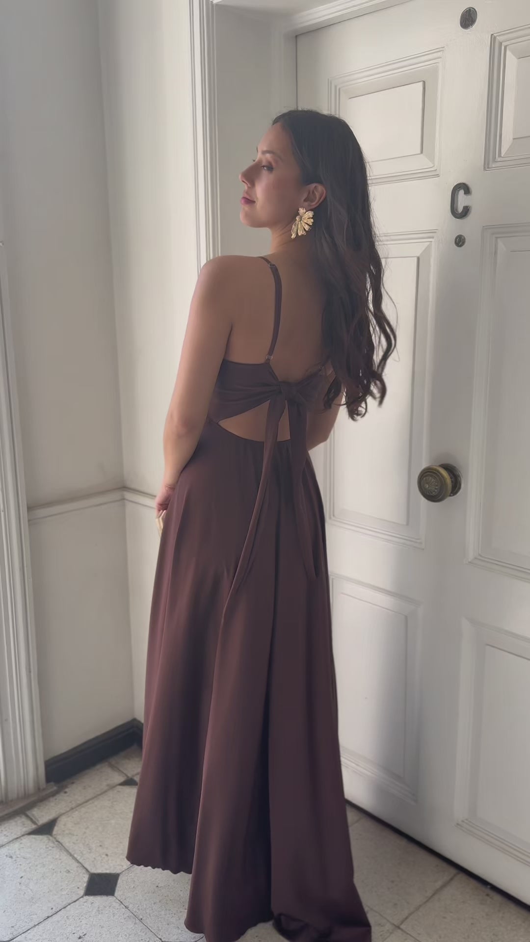 Vestido Largo de Fiesta Antonia Chocolate