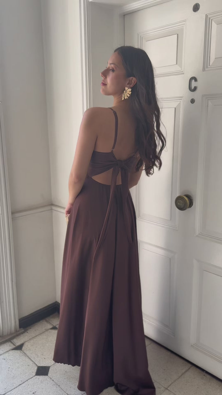 Vestido Largo de Fiesta Antonia Chocolate