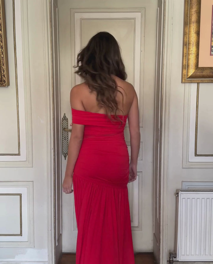 Vestido Largo de Fiesta Silvia Rojo