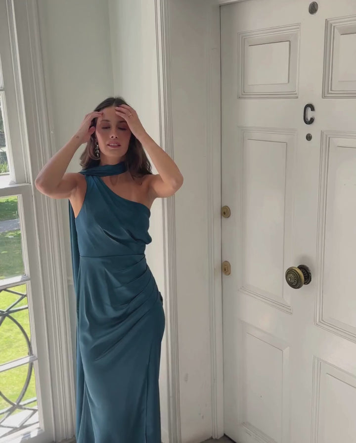 Vestido Largo de Fiesta Joaquina Turquesa Oscuro