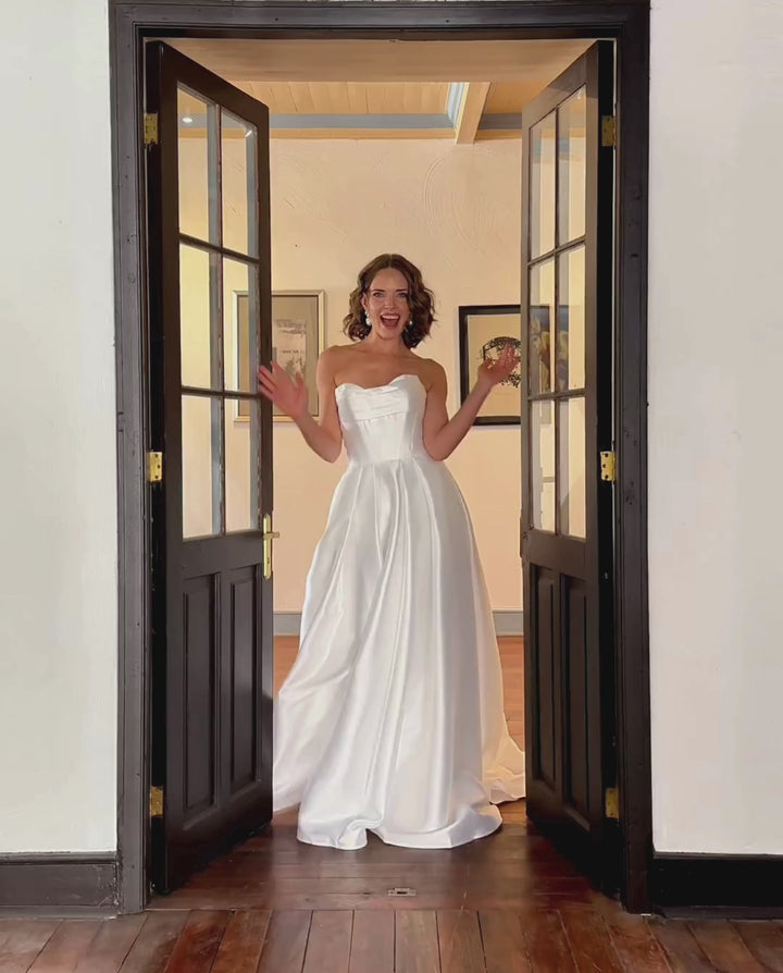 Vestido Largo de Novia Celeste Blanco