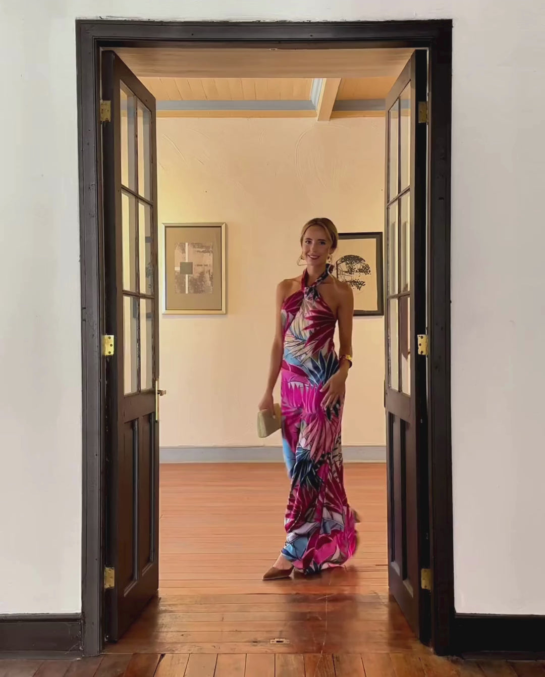 Vestido Largo de Fiesta Jazmin Fondo Fucsia