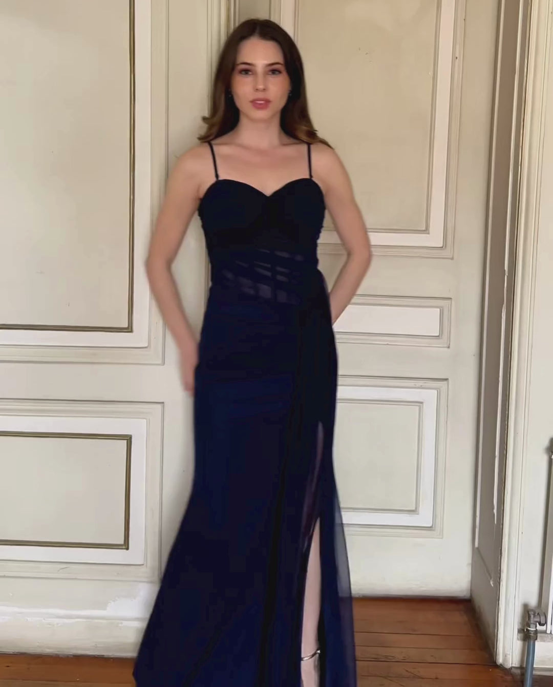 Vestido Largo de Fiesta Penelope Azul Oscuro