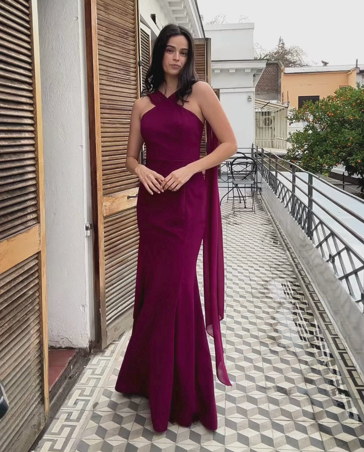 Vestido Largo de Fiesta Pietra Ciruela