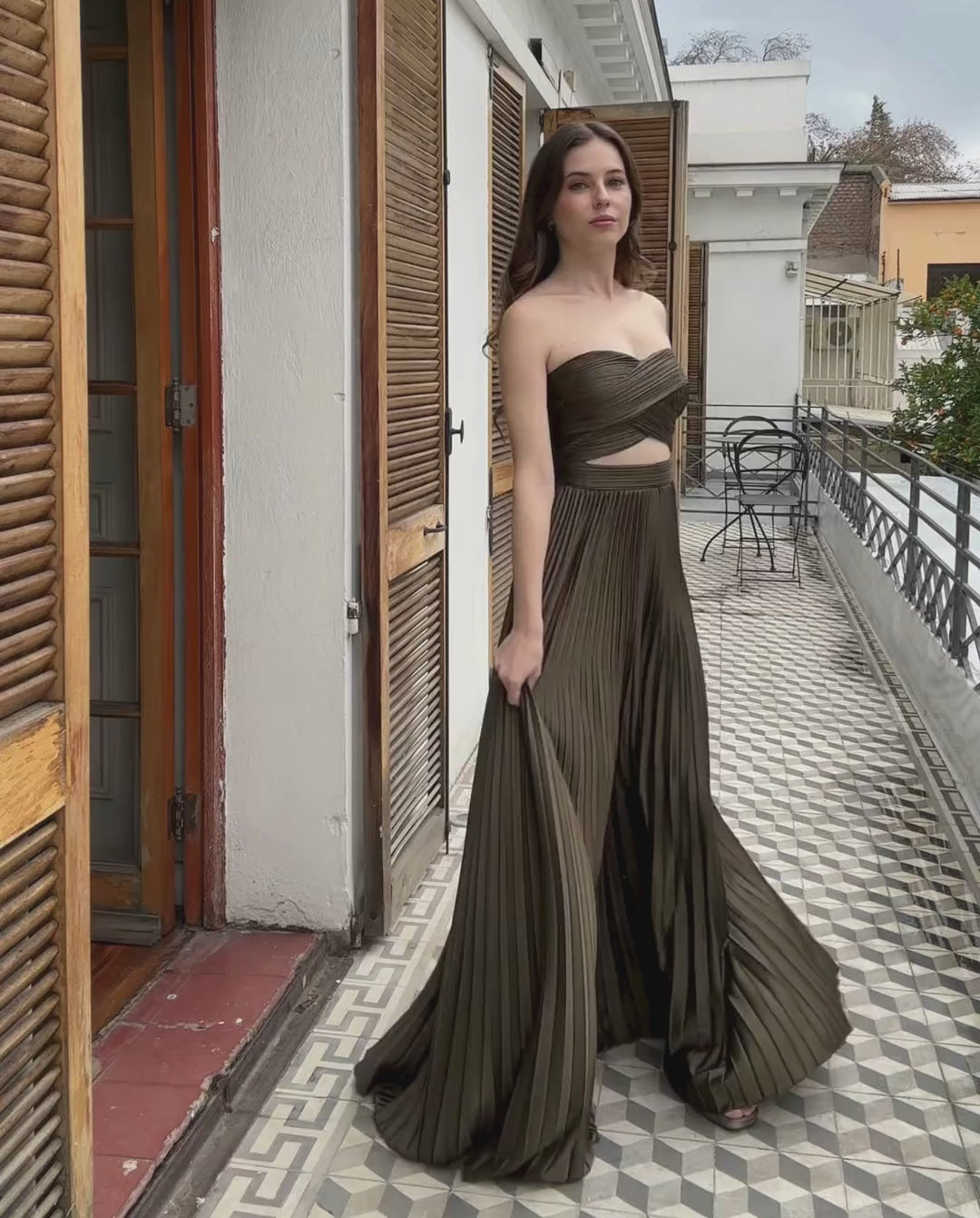 Vestido Largo de Fiesta Belen Verde Olivo