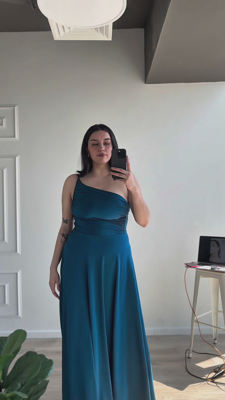 Vestido Largo de Fiesta Loreto Turquesa Oscuro