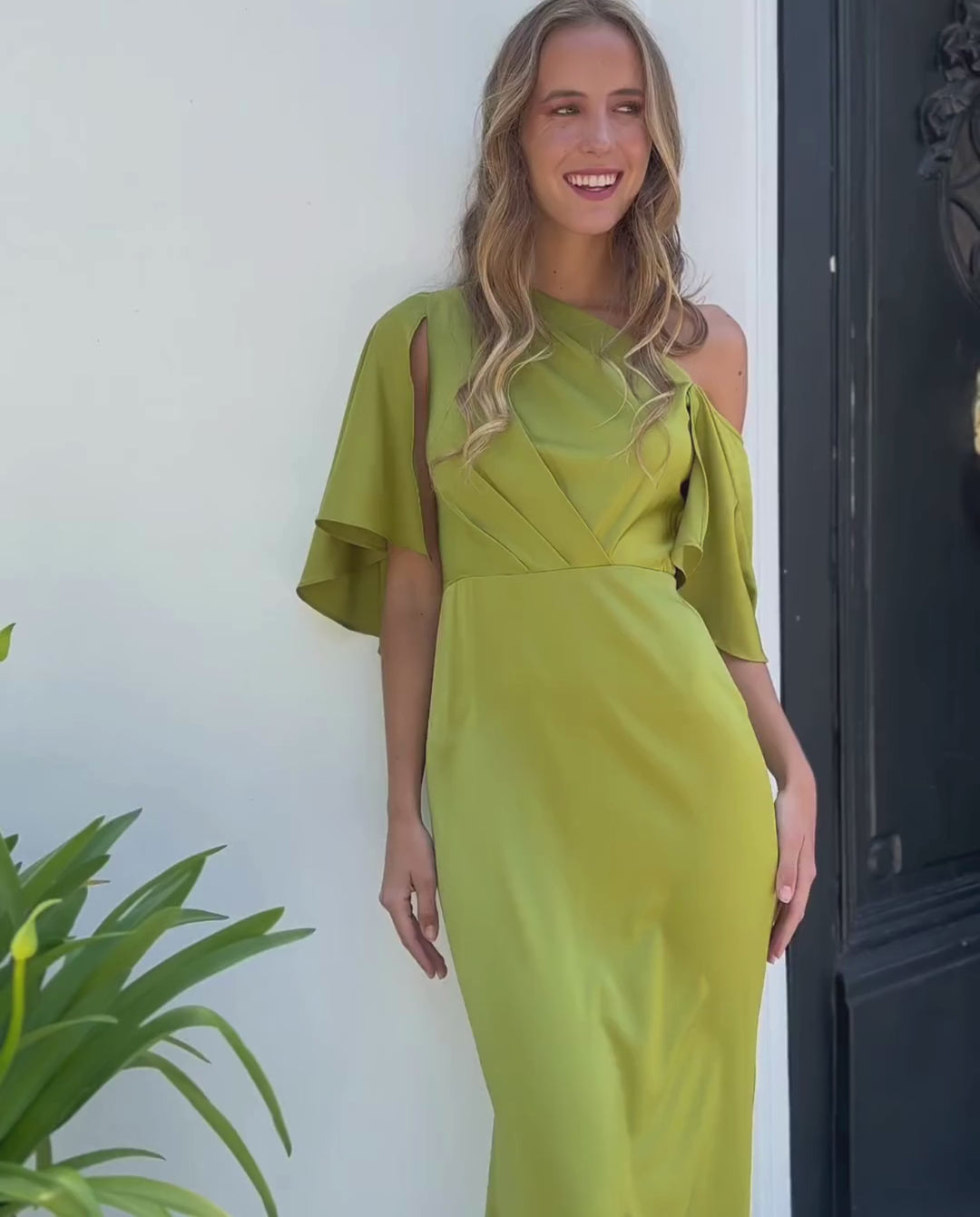 Vestido Largo de Fiesta Carolina Verde Limón