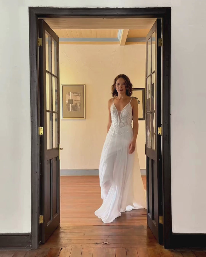 Vestido Largo de Novia Lys Gasa Ivory