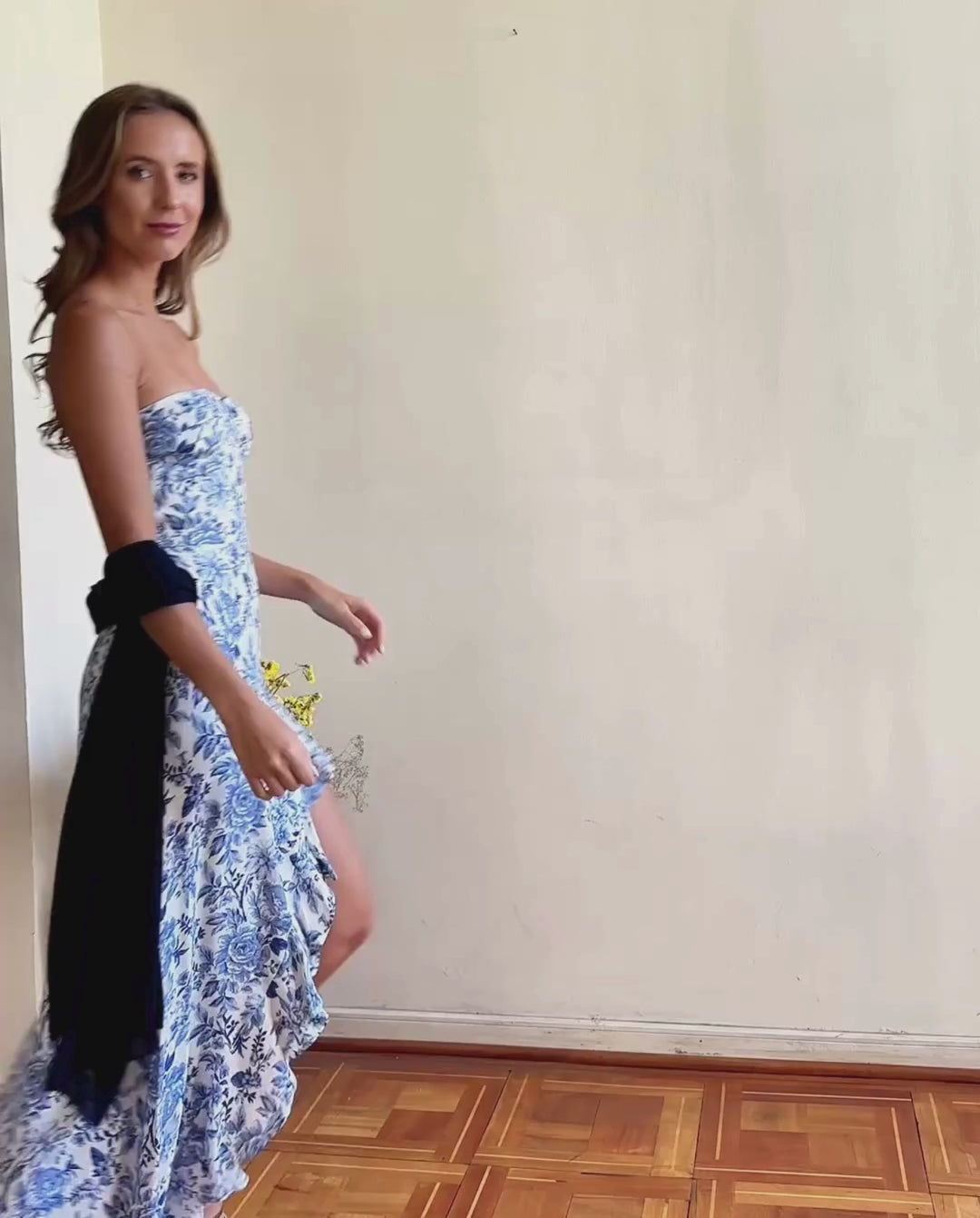 Vestido Largo de Fiesta Azucena Fondo Azul