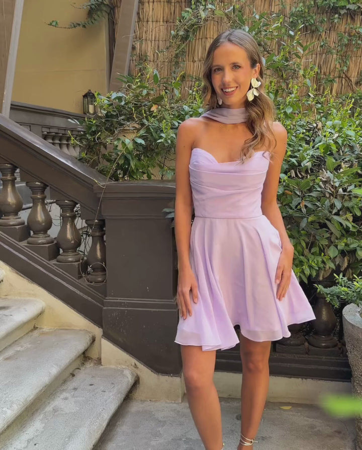 Vestido Corto de Fiesta Fede Lila