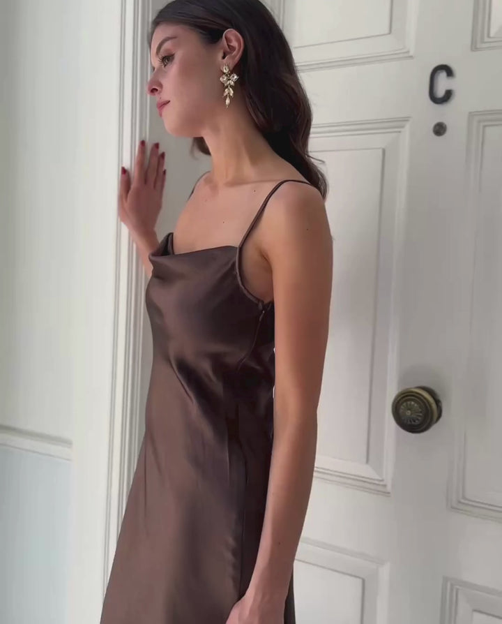 Vestido Largo de Fiesta Lis Chocolate